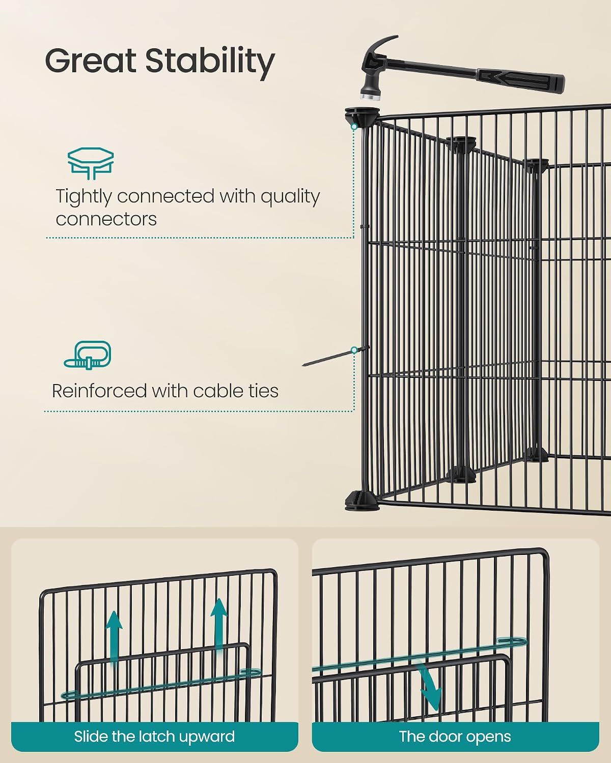 SONGMICS Pet Playpen with Floor, Small Animal Playpen