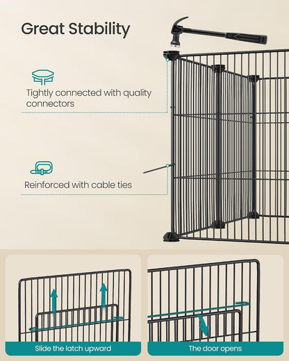 SONGMICS Pet Playpen with Floor, Small Animal Playpen