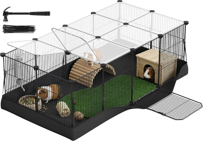 SONGMICS Pet Playpen with Floor, Small Animal Playpen