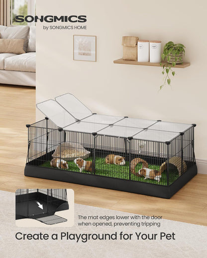 SONGMICS Pet Playpen with Floor, Small Animal Playpen