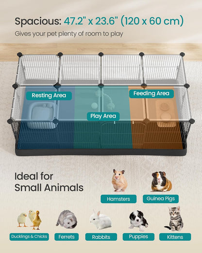 SONGMICS Pet Playpen with Floor, Small Animal Playpen
