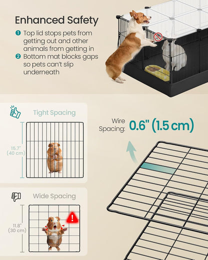 SONGMICS Pet Playpen with Floor, Small Animal Playpen