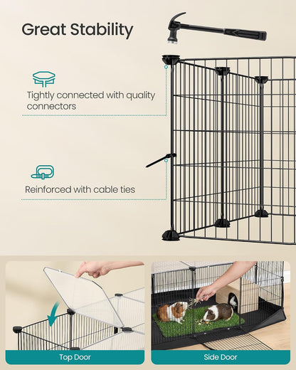 SONGMICS Pet Playpen with Floor, Small Animal Playpen