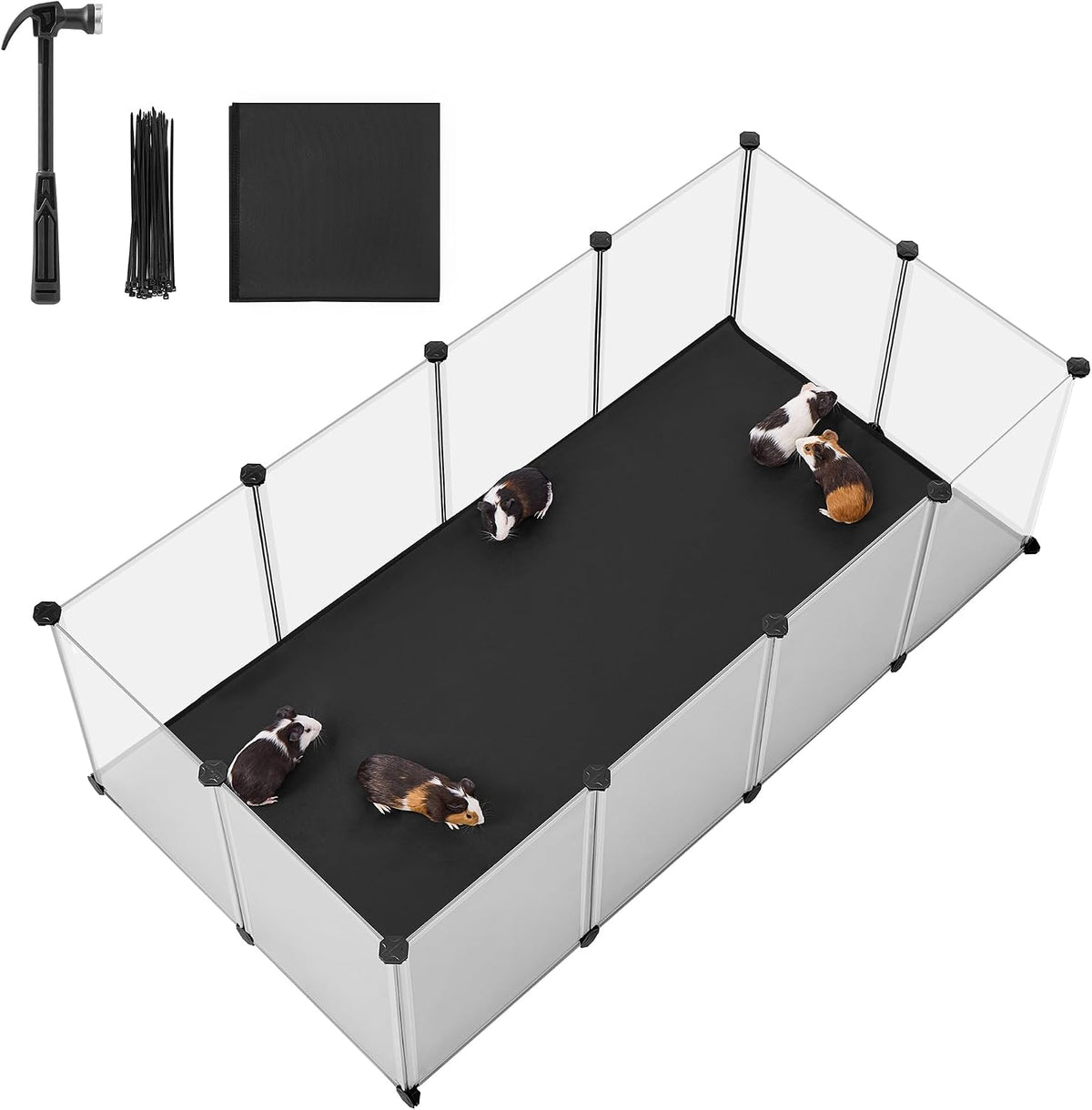 SONGMICS Pet Playpen with Floor, Small Animal Playpen