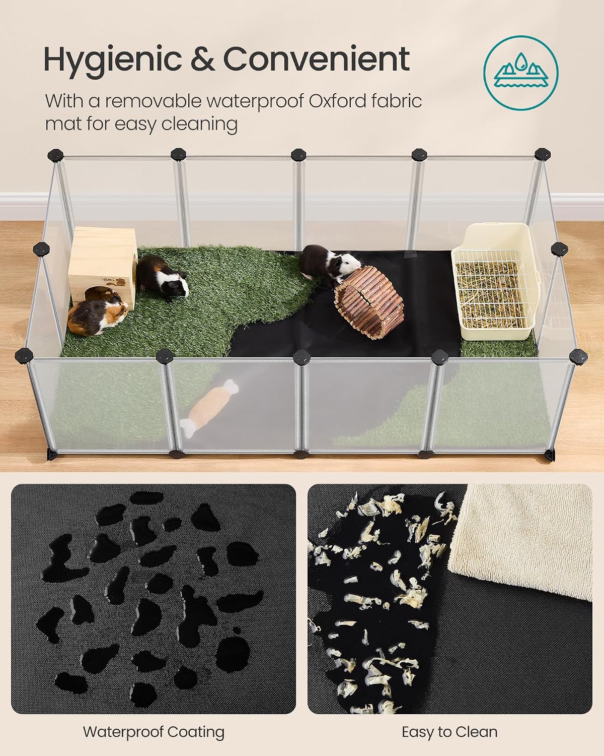 SONGMICS Pet Playpen with Floor, Small Animal Playpen