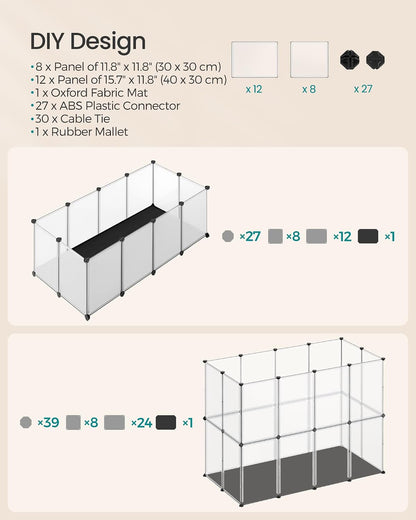 SONGMICS Pet Playpen with Floor, Small Animal Playpen