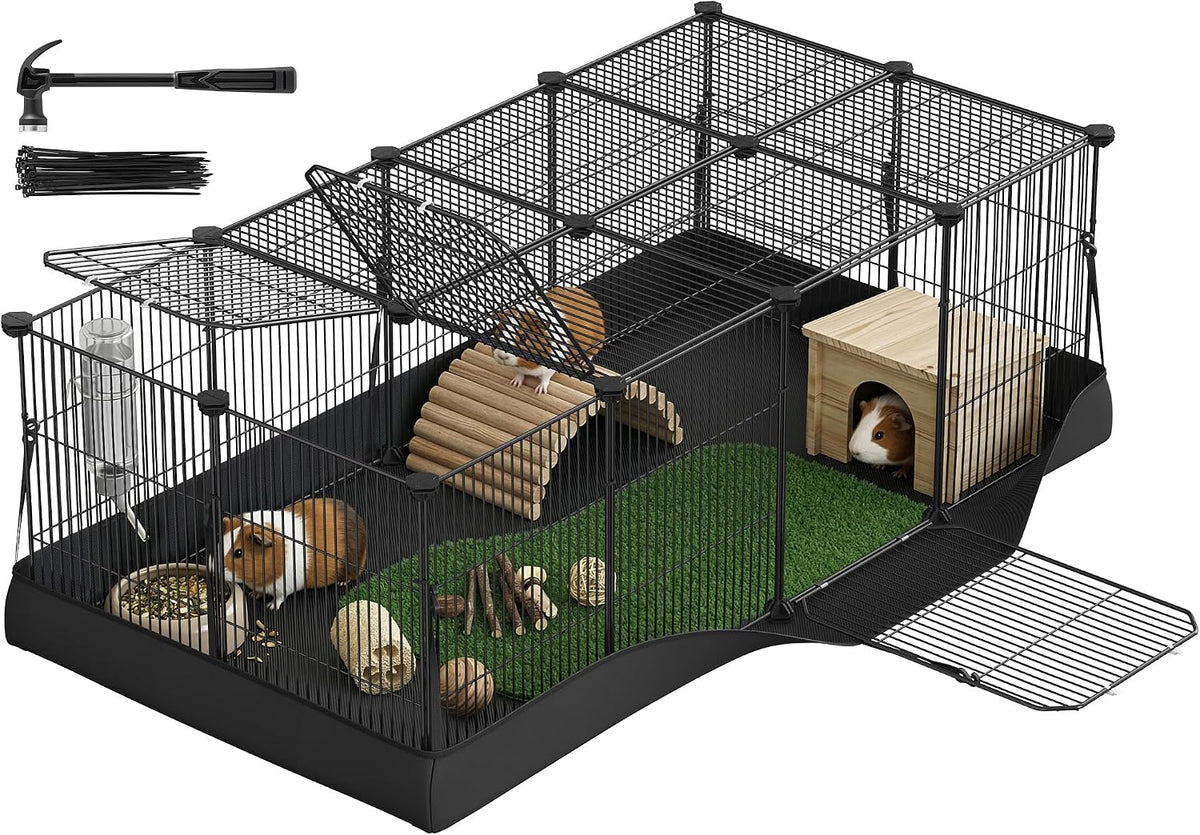 SONGMICS Pet Playpen with Floor, Small Animal Playpen