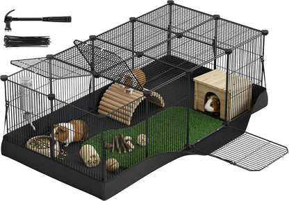 SONGMICS Pet Playpen with Floor, Small Animal Playpen