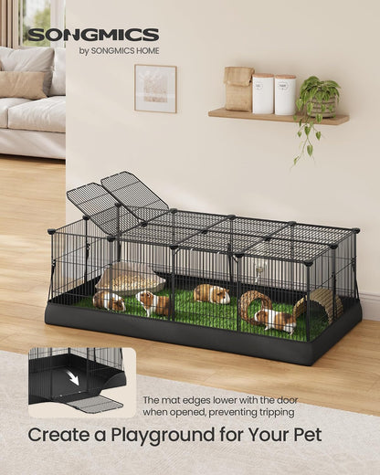 SONGMICS Pet Playpen with Floor, Small Animal Playpen
