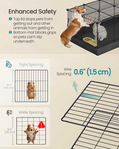 SONGMICS Pet Playpen with Floor, Small Animal Playpen