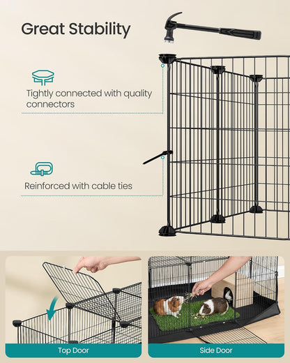 SONGMICS Pet Playpen with Floor, Small Animal Playpen