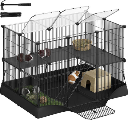 SONGMICS Pet Playpen with Floor, Small Animal Playpen
