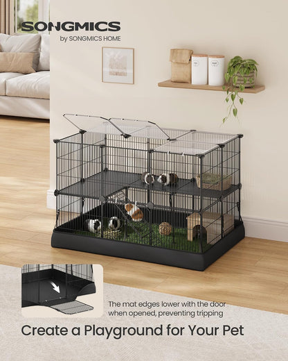 SONGMICS Pet Playpen with Floor, Small Animal Playpen
