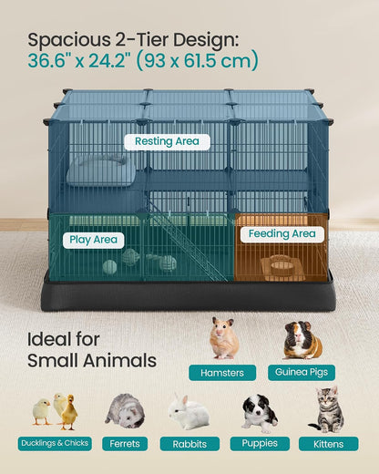 SONGMICS Pet Playpen with Floor, Small Animal Playpen