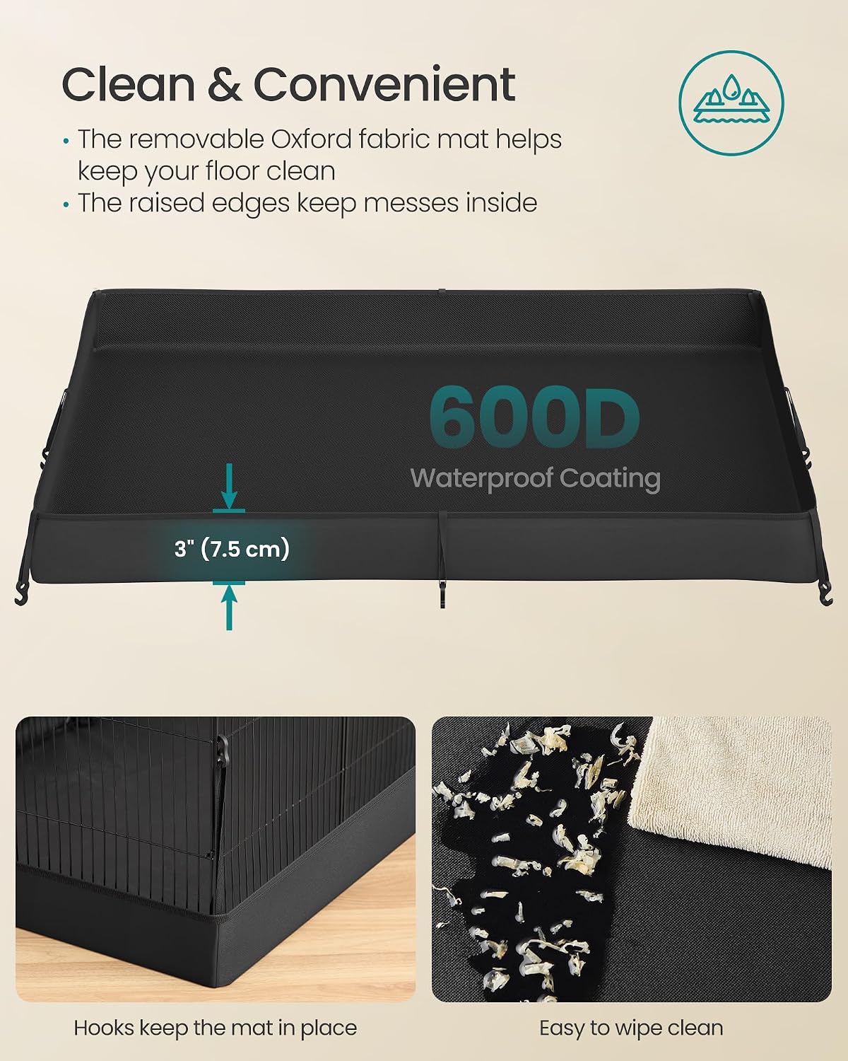 SONGMICS Pet Playpen with Floor, Small Animal Playpen