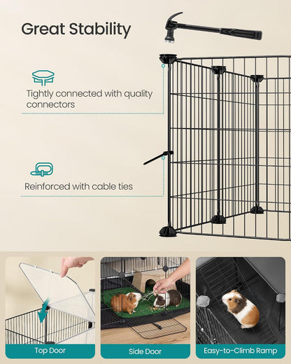 SONGMICS Pet Playpen with Floor, Small Animal Playpen