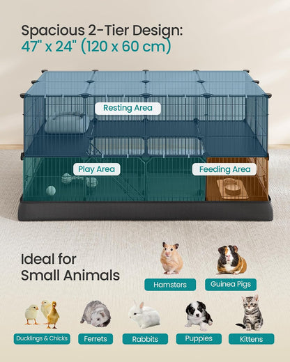 SONGMICS Pet Playpen with Floor, Small Animal Playpen