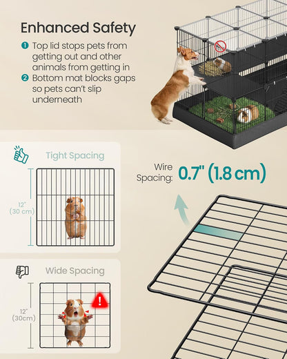 SONGMICS Pet Playpen with Floor, Small Animal Playpen