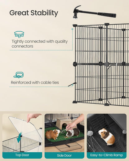 SONGMICS Pet Playpen with Floor, Small Animal Playpen