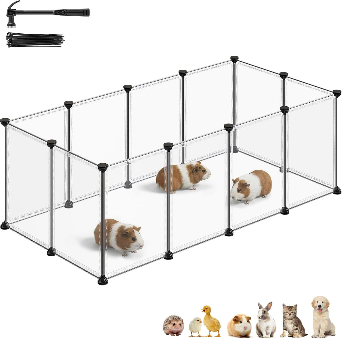 SONGMICS Pet Playpen with Floor, Small Animal Playpen