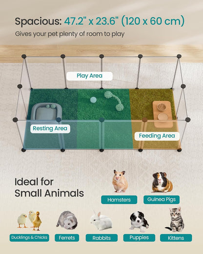 SONGMICS Pet Playpen with Floor, Small Animal Playpen