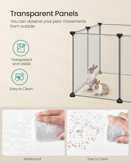 SONGMICS Pet Playpen with Floor, Small Animal Playpen