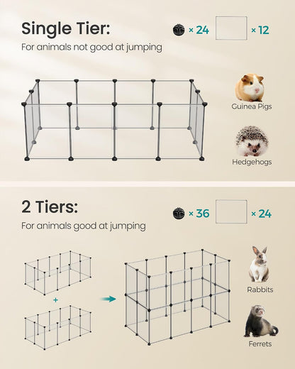 SONGMICS Pet Playpen with Floor, Small Animal Playpen