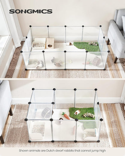 SONGMICS Pet Playpen with Floor, Small Animal Playpen