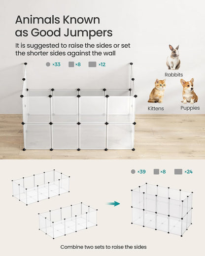 SONGMICS Pet Playpen with Floor, Small Animal Playpen