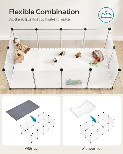 SONGMICS Pet Playpen with Floor, Small Animal Playpen