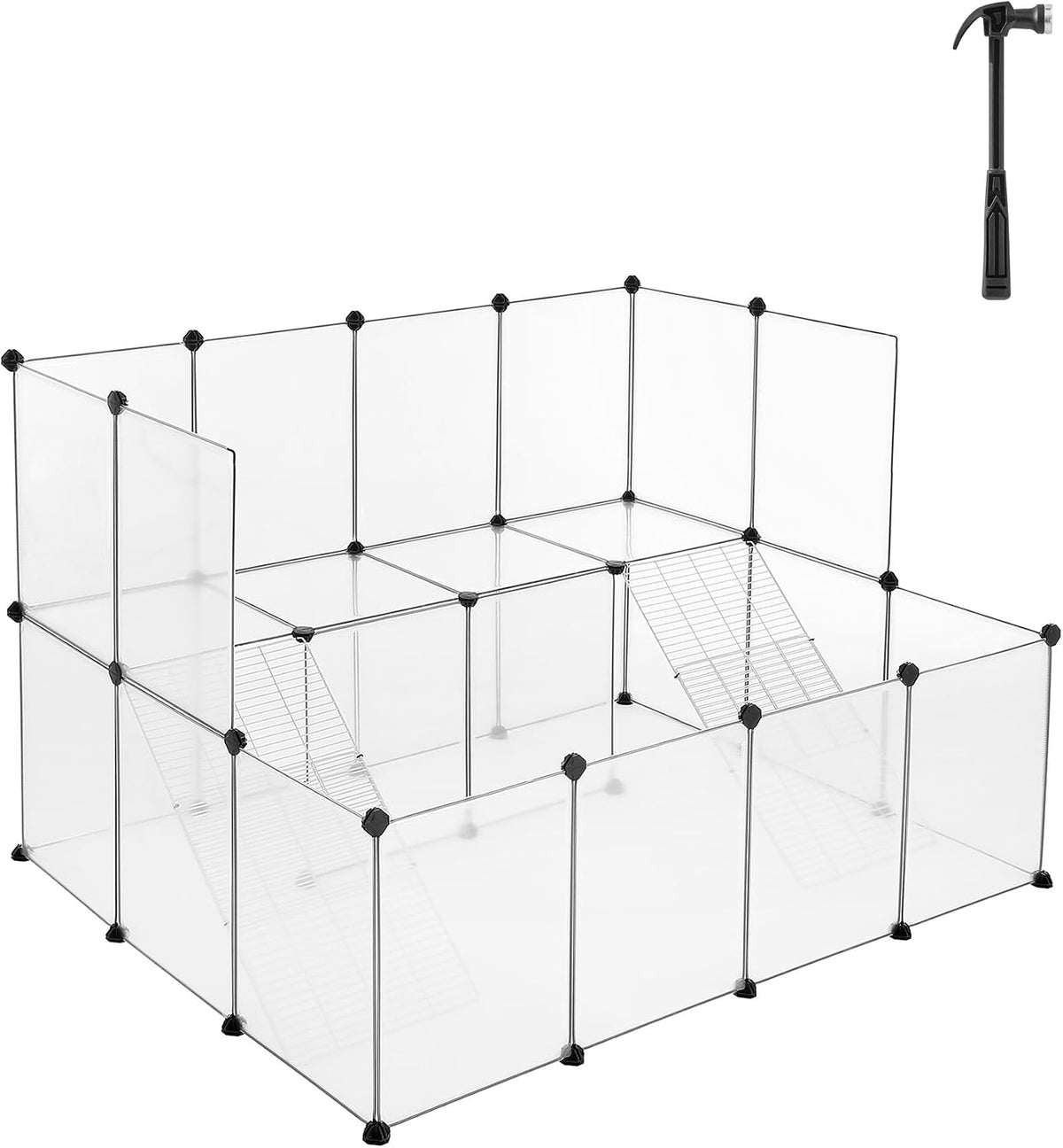 SONGMICS Pet Playpen with Floor, Small Animal Playpen