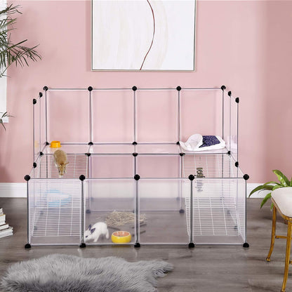 SONGMICS Pet Playpen with Floor, Small Animal Playpen