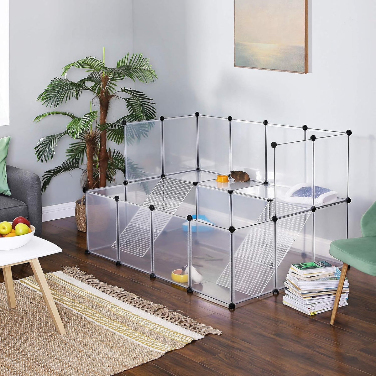 SONGMICS Pet Playpen with Floor, Small Animal Playpen
