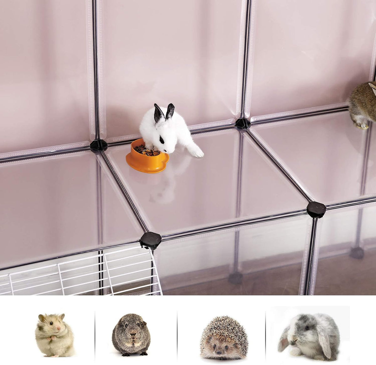 SONGMICS Pet Playpen with Floor, Small Animal Playpen
