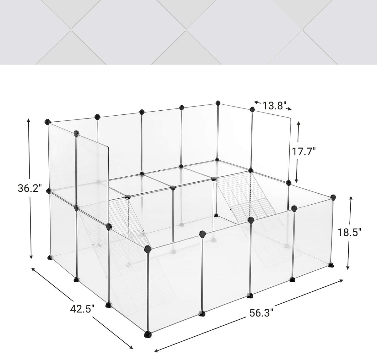 SONGMICS Pet Playpen with Floor, Small Animal Playpen