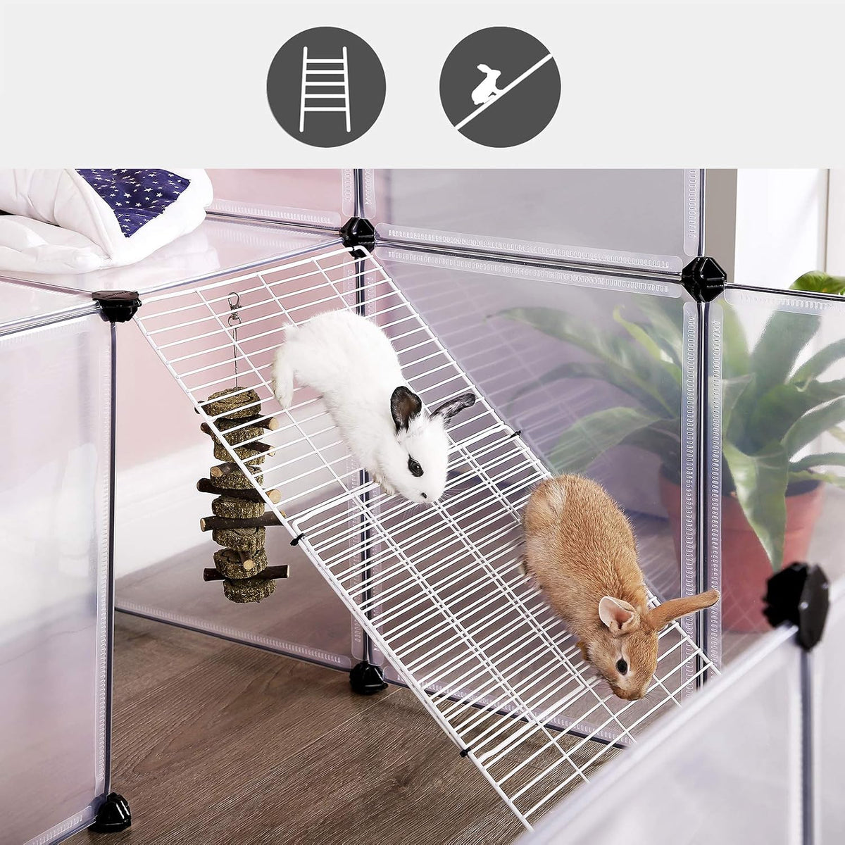 SONGMICS Pet Playpen with Floor, Small Animal Playpen