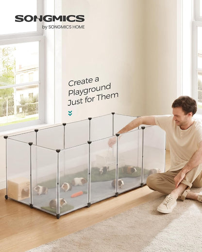 SONGMICS Pet Playpen with Floor, Small Animal Playpen