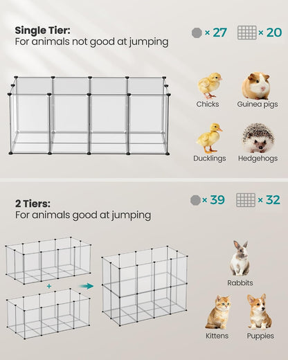 SONGMICS Pet Playpen with Floor, Small Animal Playpen