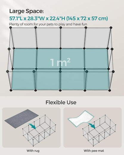SONGMICS Pet Playpen with Floor, Small Animal Playpen