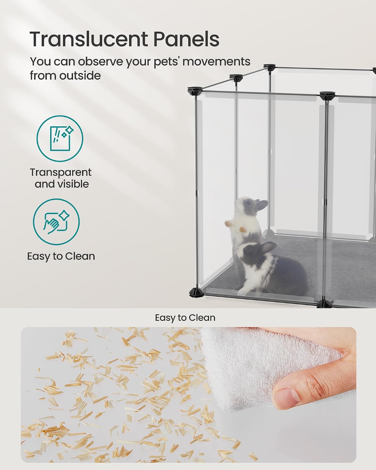 SONGMICS Pet Playpen with Floor, Small Animal Playpen