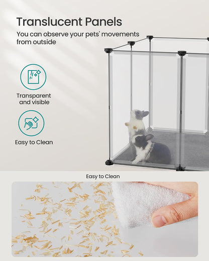 SONGMICS Pet Playpen with Floor, Small Animal Playpen