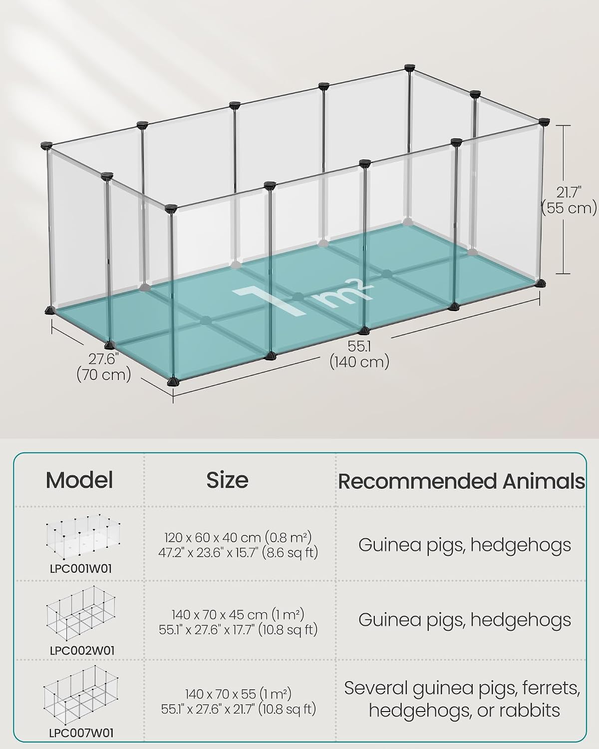SONGMICS Pet Playpen with Floor, Small Animal Playpen