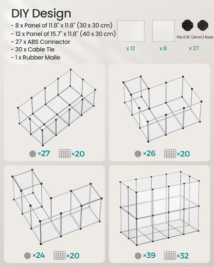 SONGMICS Pet Playpen with Floor, Small Animal Playpen