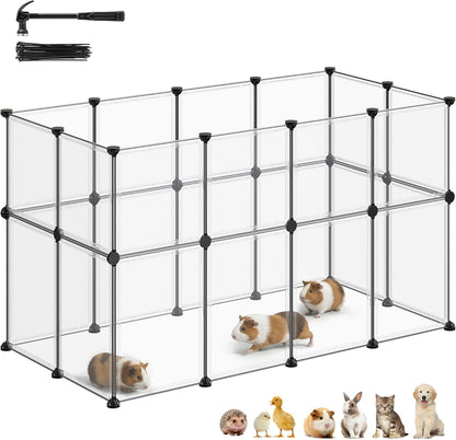 SONGMICS Pet Playpen with Floor, Small Animal Playpen