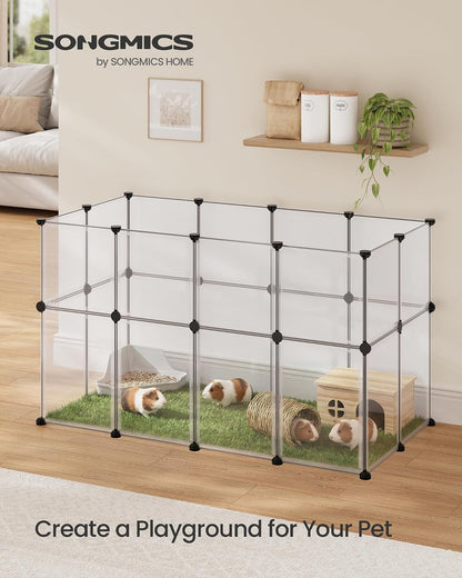 SONGMICS Pet Playpen with Floor, Small Animal Playpen