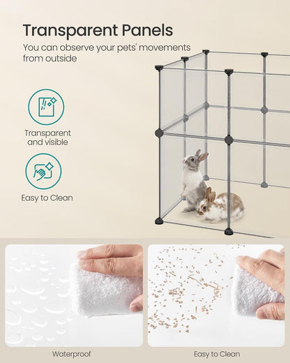 SONGMICS Pet Playpen with Floor, Small Animal Playpen