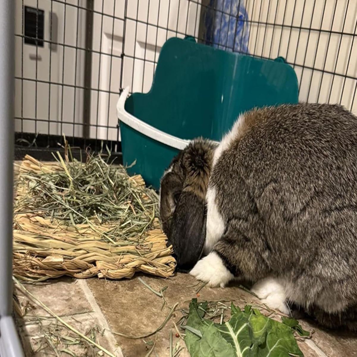 Straw Mats for Rabbits,11.0"x8.3" Natural Bunny Grass Mat,Handwoven Rabbit Hay Mat Small Animal Bedding Chewable & Cooling Mat - Eco-Friendly Cage Liner Nesting Toy