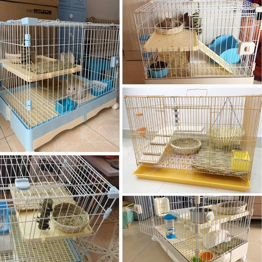 Straw Mats for Rabbits,11.0"x8.3" Natural Bunny Grass Mat,Handwoven Rabbit Hay Mat Small Animal Bedding Chewable & Cooling Mat - Eco-Friendly Cage Liner Nesting Toy