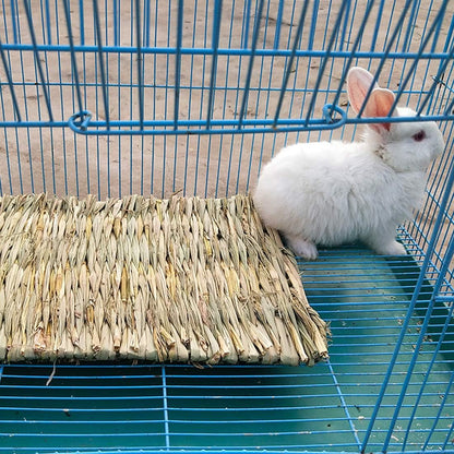 Straw Mats for Rabbits,11.0"x8.3" Natural Bunny Grass Mat,Handwoven Rabbit Hay Mat Small Animal Bedding Chewable & Cooling Mat - Eco-Friendly Cage Liner Nesting Toy