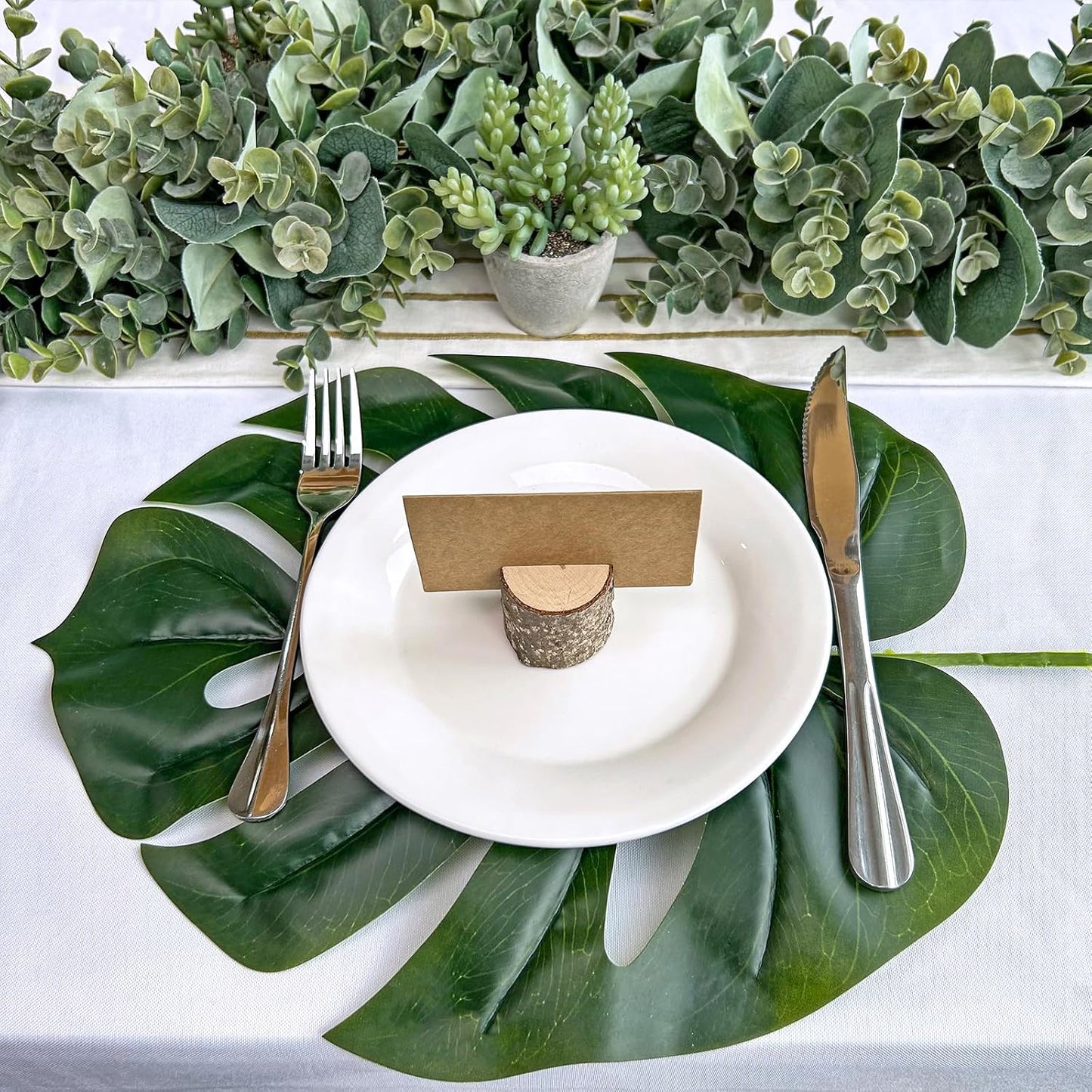 13 Pcs Assorted Artificial Tropical Leaves Set Decorative Real Touch Faux Monstera and Palm Leaves with Stems for Luau Hawaiian Safari Beach Jungle Tiki Theme Party Summer Wedding Home Décor